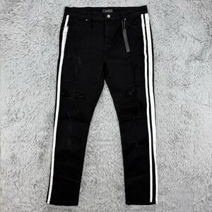 AMIRI Jeans Men's 36.5x32 Black w/White Stripes NWT Goth Grunge Steampunk‎ Rave
